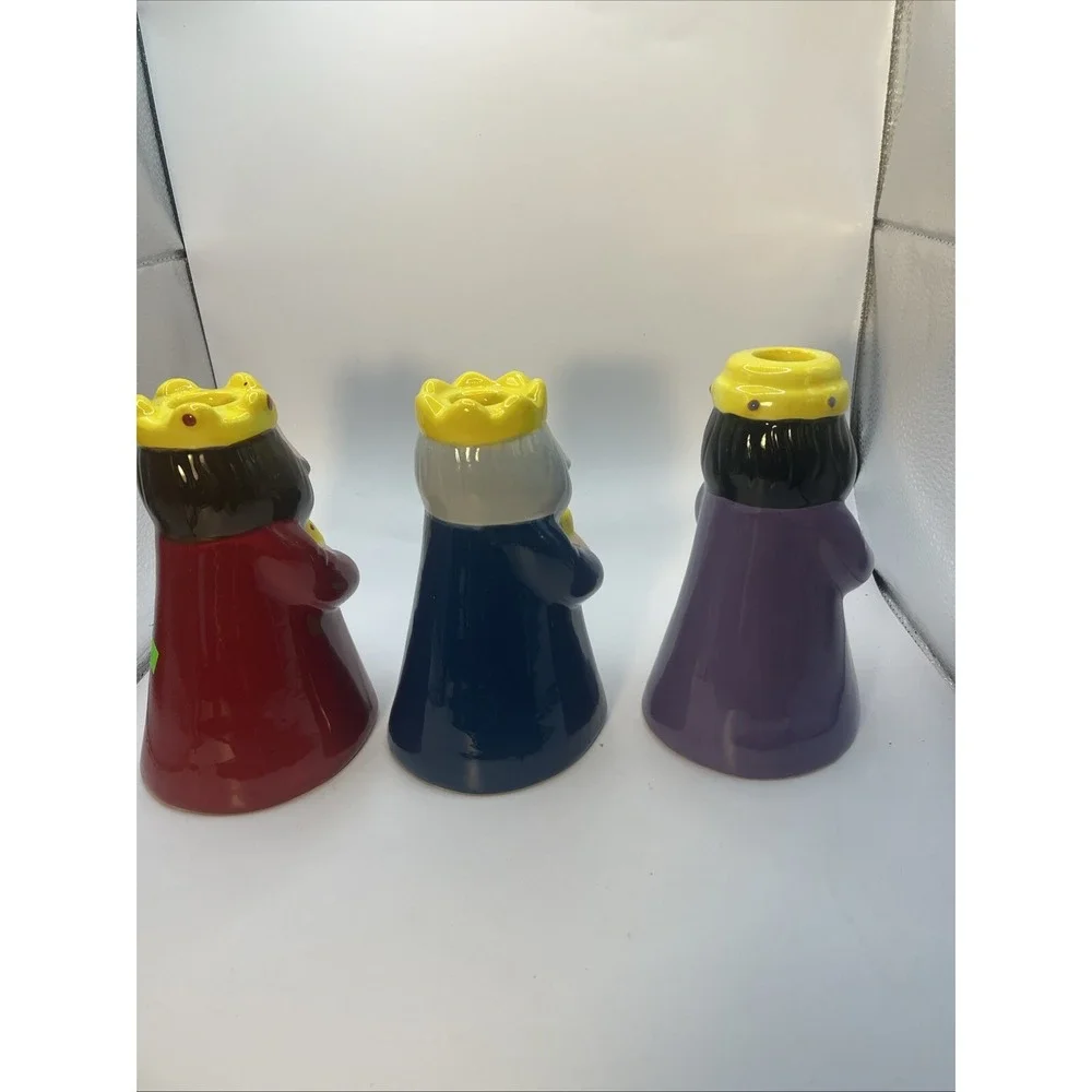 Three‎ 3 Wise Men Ceramic CHRISTMAS Candle Holders We Three Kings Magi Avon